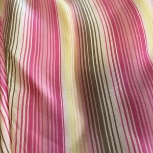 Victoria’s Secret Bright Pink and Lime Striped Silk Fabric Pants
